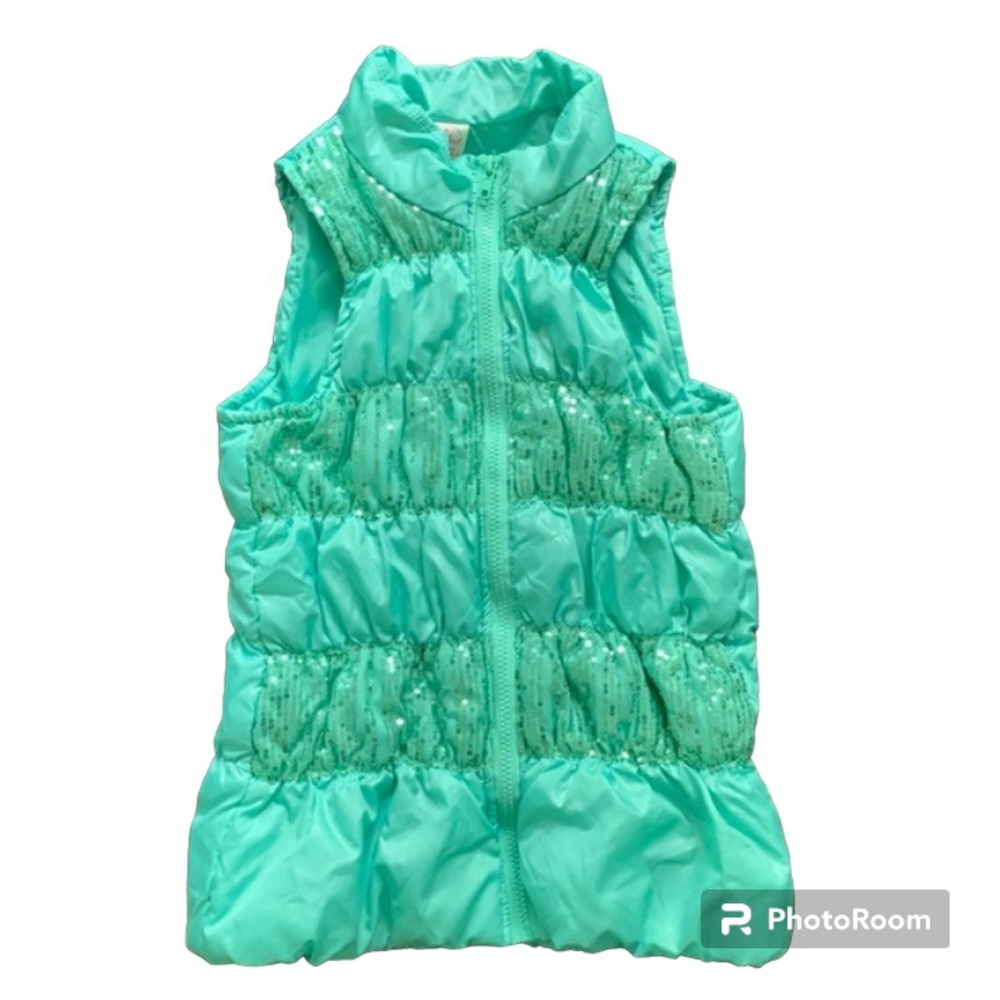 FADED GLORY KIDS PUFFER VEST SEQUN GREEN